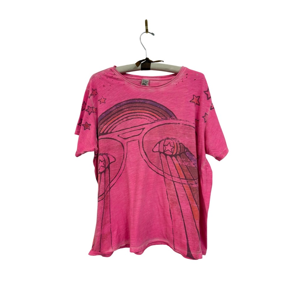 Magnolia Pearl OOAK‎ Pink Rainbow Star Shirt Distressed UNIQUE NWT